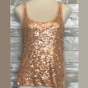 🌸 (2/$20) Sz S J Crew Rose Gold Sequined Tank Top